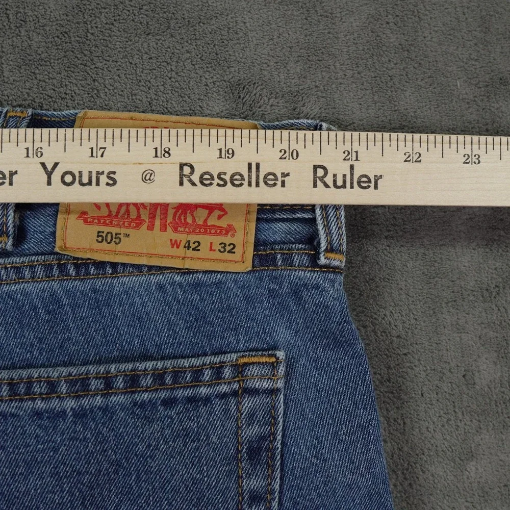 Levis‎ 505 Regular Fit Jeans Mens 42x32 Blue Straight Leg Denim